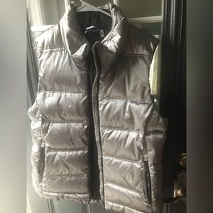 Athleta women’s silver extra large goose down vest.